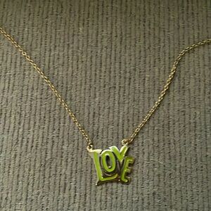 Green and gold ‘love’ necklace